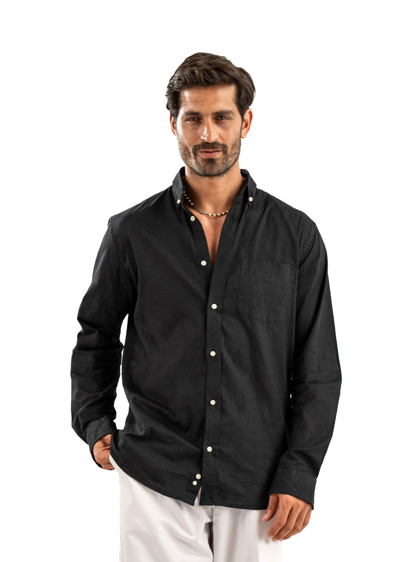 BLACK LINEN SHIRT